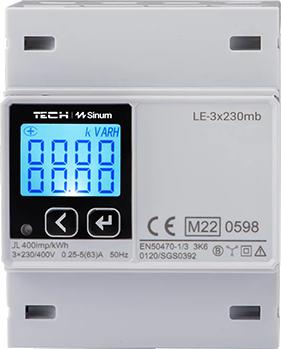 Trīsfāžu divvirzienu enerģijas skaitītājs LE-3x230mb Tech controllersTrīsfāžu divvirzienu enerģijas skaitītājs LE-3x230mb Tech controllers