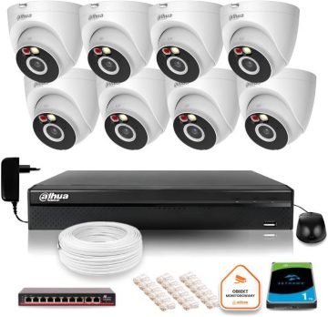 Dahua IP uzraudzības komplekts 2MPx 8 āra kameras IR LED apgaismojums 30mDahua IP uzraudzības komplekts 2MPx 8 āra kameras IR LED apgaismojums 30m
