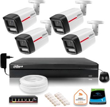 Комплект IP-видеонаблюдения DAHUA из 4 уличных камер WizColor 2K 4MPx 50m