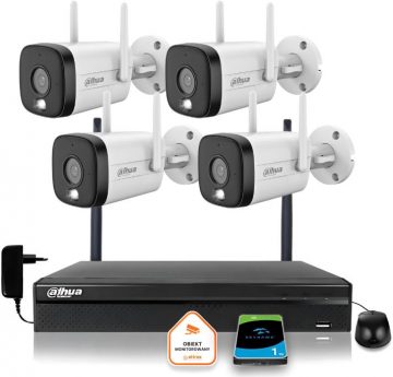 Dahua IP uzraudzības komplekts 4 WI-FI kameras 3MPxsmart divkāršs IR LED apgaismojums līdz 30mDahua IP uzraudzības komplekts 4 WI-FI kameras 3MPxsmart divkāršs IR LED apgaismojums līdz 30m