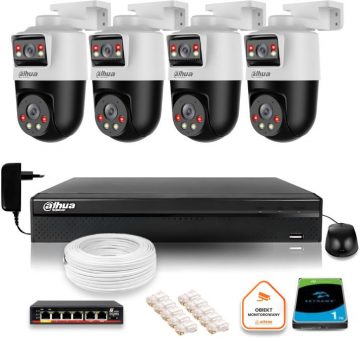 Dahua IP uzraudzības komplekts 4 2MP+2MP rotējošās kameras ar 1TB diskuDahua IP uzraudzības komplekts 4 2MP+2MP rotējošās kameras ar 1TB disku