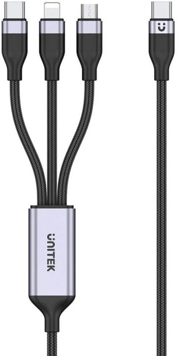 Unitek USB 3 vienā uzlādes kabelis, melnsUnitek USB 3 vienā uzlādes kabelis, melns