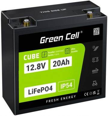 LITIJA DZELZS FOSFĀTA AKUMULATORS LiFePO4 Zaļās šūnas kubs 12,8 V 20 Ah LFPGC12V20 AH