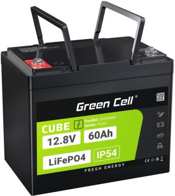 LITIJA DZELZS FOSFĀTA AKUMULATORS LiFePO4 Zaļās šūnas kubs 12,8 V 60 Ah LFPGC12V60 AH