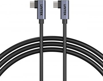 Unitek USB-C uz USB-C PD 100W kabelis, dubults 90 grādu, 1mUnitek USB-C uz USB-C PD 100W kabelis, dubults 90 grādu, 1m