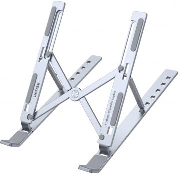 Подставка для ноутбука Unitek, складная, алюминиевая. Подставка для ноутбука Unitek, складная, алюминиевая.
