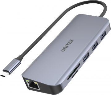 Unitek USB-C 3xUSB 3.1 PD HDMI SD VGA RJ45 USB centrmezgls Unitek USB-C 3xUSB 3.1 PD HDMI SD VGA RJ45 USB centrmezgls