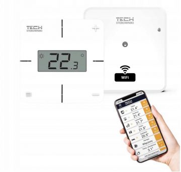 Bezvadu istabas termostats, balts, T-2x Wi-Fi Tech kontrolieri
