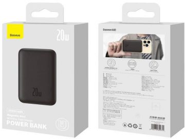 Išorinė baterija „Baseus Magnetic Mini PPCX070001“ 10000mAh „MagSafe“ 15W PD QC 20W USB-C + laidas
