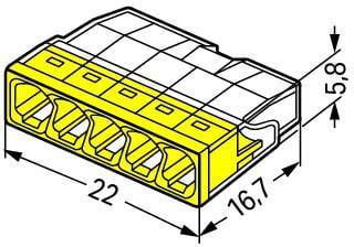 Ātrais savienotājs VADS 5x 0.5-2.5mm2 WAGO 2273-205 (100 gab. iepakojums)