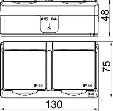 Hermes surface-mounted double hermetic socket with earthing 16A IP44 with smoke valve, white GNT 0322‑01