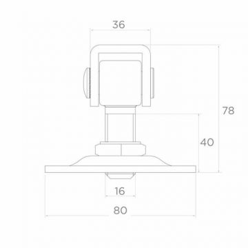 PSG 61.018 eņģe ar plāksni 80x80x3mm - M16 vītne (regulējama)