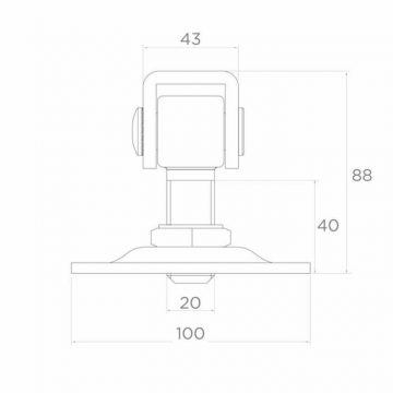 PSG 61.019 eņģe ar plāksni 100x100x4mm - M20 vītne (regulējama)