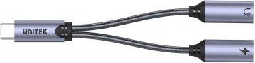 Unitek adapteris USB-C uz 2 x USB-C audio portiem un 18 W