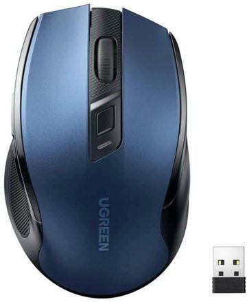 Ugreen MU006 bezvadu optiskā pele USB 2.4GHz / Bluetooth 5.0 4000 DPI - zila