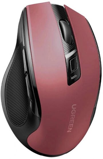 Ugreen MU006 bezvadu optiskā pele USB 2.4GHz / Bluetooth 5.0 4000 DPI - sarkana