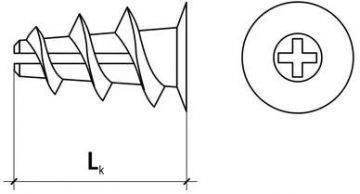 Дюбель нейлоновый для крепления DRN-23 в гипсокартоне DRIVA, картонная упаковка 200 шт.