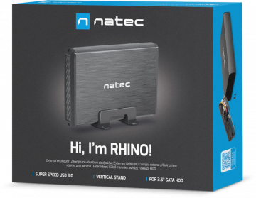 Ārējais disku korpuss Natec Rhino SATA 3,5 collu USB 3.0 alumīnijs