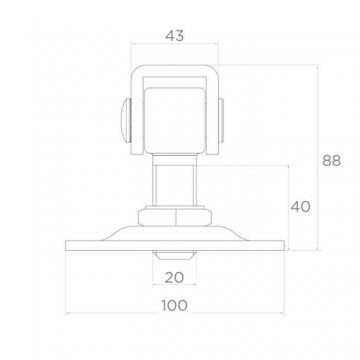 PSG 61.019.01 eņģe ar plāksnīti 100x100x4mm - M20 vītne (regulējama, cinkota cilpa)