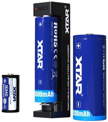 Xtar MC1 USB-C cilindrisks litija jonu akumulatora lādētājs