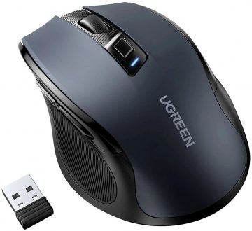 Ugreen MU006 bezvadu optiskā pele USB 2.4GHz / Bluetooth 5.0 4000 DPI - melna