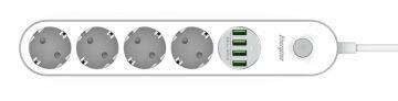 Подставка с выключателем Energizer 4x SCHUKO 4x USB-A 2500 Вт 10 А Кабель 2 м