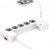 Лента защиты от перенапряжения Energizer 5x SCHUKO 2x USB-A 1x USB-C 2500 Вт 10 А 2 м магнитный кабель