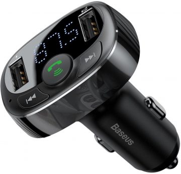 FM RAIDĪTĀJS AUTO LĀDĒTĀJS Baseus Enjoy S-09A 3.4A 2x USB-A microSD BT 4.2
