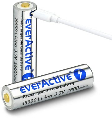 Аккумулятор 18650 литий-ионный 3,7 В everActive 2600 мАч (1 шт.) micro-USB с защитой Аккумулятор 18650 литий-ионный 3,7 В everActive 2600 мАч (1 шт.) micro-USB с защитой