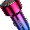 Baseus Magic Series PPS automašīnas lādētājs USB-C/USB-A 45W rozā-zils