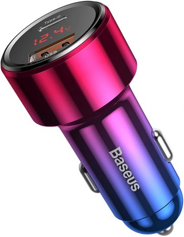 Baseus Magic Series PPS automašīnas lādētājs USB-C/USB-A 45W rozā-zils