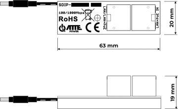 Адаптер PoE ATTE SDIP-12-121 Гигабитный адаптер PoE, понижающий напряжение до 12 В