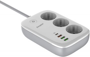 Energizeri nutikas toiteallikas koos Wi-Fi ja rakendusega 3x SCHUKO 3x USB-A 1x USB-C 2500 W 10A 2M kaabel