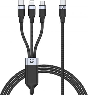 Unitek USB 3 vienā uzlādes kabelis, melns