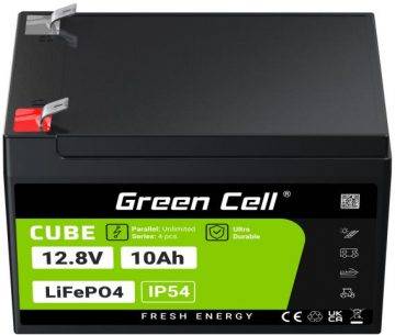 ЛИТИЙ-ЖЕЛЕЗО-ФОСФАТНАЯ БАТАРЕЯ LiFePO4 Green Cell Cube 12,8 В 10 А·ч LFPGC12V10 А·ч