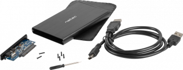 Ārējais diska korpuss Natec Rhino SATA 2,5 collu USB 2.0 Slim, melns