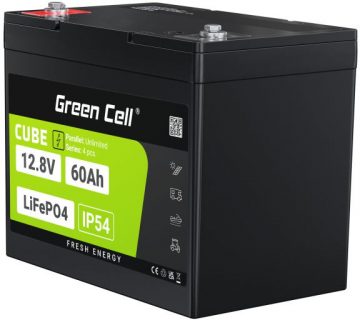 LITIJA DZELZS FOSFĀTA AKUMULATORS LiFePO4 Zaļās šūnas kubs 12,8 V 60 Ah LFPGC12V60 AH