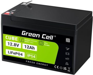 LITIJA DZELZS FOSFĀTA AKUMULATORS LiFePO4 Zaļās šūnas kubs 12,8 V 12 Ah LFPGC12V12 AH