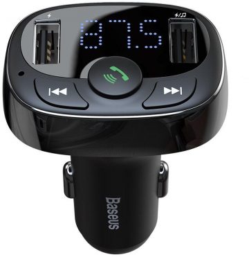 FM RAIDĪTĀJS AUTO LĀDĒTĀJS Baseus Enjoy S-09A 3.4A 2x USB-A microSD BT 4.2
