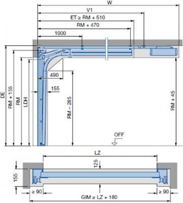 Секционные гаражные ворота Renomatic/Hormann с приводом Supramatic E и направляющей FS10-K - рельеф M Decocolor. Размеры 5000x2125 мм.