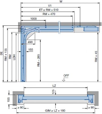 Секционные гаражные ворота Renomatic/Hormann с приводом Supramatic E и направляющей FS10-K - рельеф M Decocolor. Размеры 5000x2250 мм.