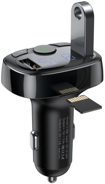 FM RAIDĪTĀJS AUTO LĀDĒTĀJS Baseus Enjoy S-09A 3.4A 2x USB-A microSD BT 4.2