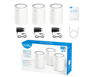WI-FI MĀJAS SISTĒMA MESH M3000(3-PACK) Wi-Fi 6 2.4&nbsp;GHz, 5&nbsp;GHz, 574&nbsp;Mbps + 2402&nbsp;Mbps CUDY