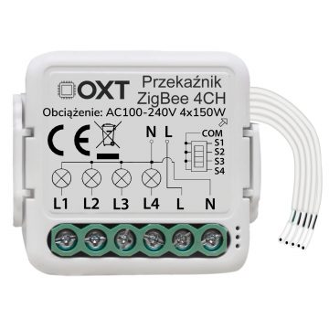 OXT mini releja modulis 4 ķēdēm ZigBee TUYAOXT mini releja modulis 4 ķēdēm ZigBee TUYA