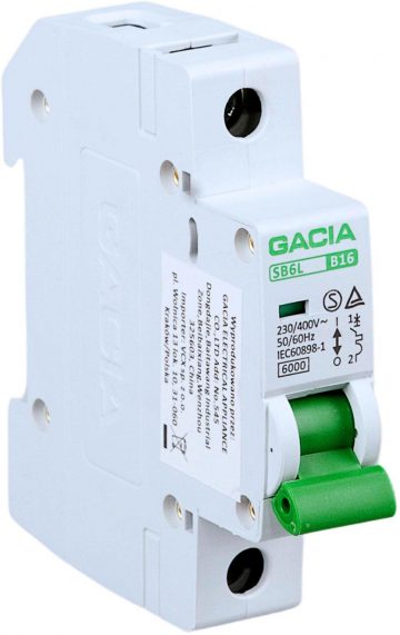 Kaitselüliti, 6kA, B, 1 poolus, 20A GACIA SB6L B 1P 20A Kaitselüliti, 6kA, B, 1 poolus, 20A GACIA SB6L B 1P 20A