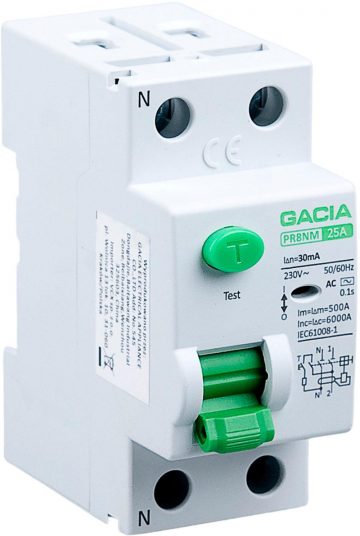Дифференциальный автоматический выключатель 6 кА 2P 25A 30 мА, тип: AC GACIA PR8NM 2P 25A 30MA AC Дифференциальный автоматический выключатель 6 кА 2P 25A 30 мА, тип: AC GACIA PR8NM 2P 25A 30MA AC