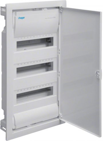 Sisseehitatud metallustega juhtkapp, 4 rida, 48 moodulit, IP30, QC, HAGER Volta VU48AT Sisseehitatud metallustega juhtkapp, 4 rida, 48 moodulit, IP30, QC, HAGER Volta VU48AT