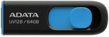 Флеш-накопитель Adata UV128 64 ГБ USB 3.2 Gen1, черно-синий Флеш-накопитель Adata UV128 64 ГБ USB 3.2 Gen1, черно-синий