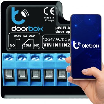 Blebox durvju vadības modulisBlebox durvju vadības modulis