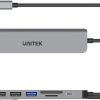 Unitek USB-C alumīnija 7-in-1 USB centrmezgls